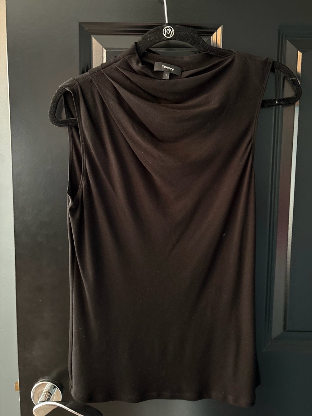 Theory Black Sleeveless Cowl Neck Top Size S